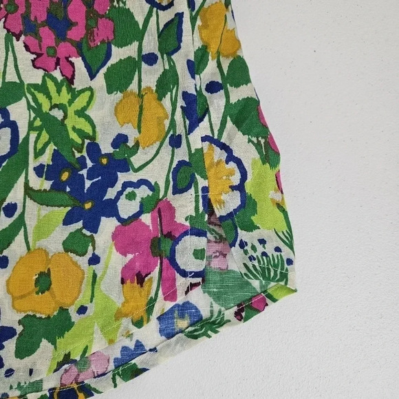 Elliott Lauren colorful floral linen blend pullover office career top M - Picture 6 of 9